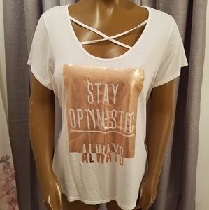 Boutique 1X Tshirt Metalic Stay Optimistic Always